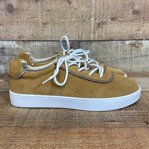 Spenco Sneakers‎ Womens size 8.5 D Brown Camden Suede Scallop Trim Lace Low Top